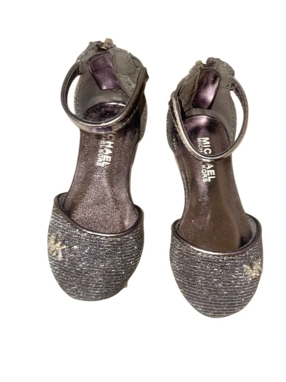 NEW Michael Kors Kitten Kalls gunmetal silver dress shoes girl’s size 8